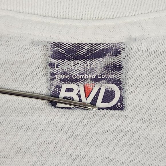 Vintage 80s BVD Single Stitch Blank Plain T Shirt Mens Large White Combed Cotton - Picture 9 of 11